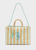 Borsa stripes paglia spalla verde Nali