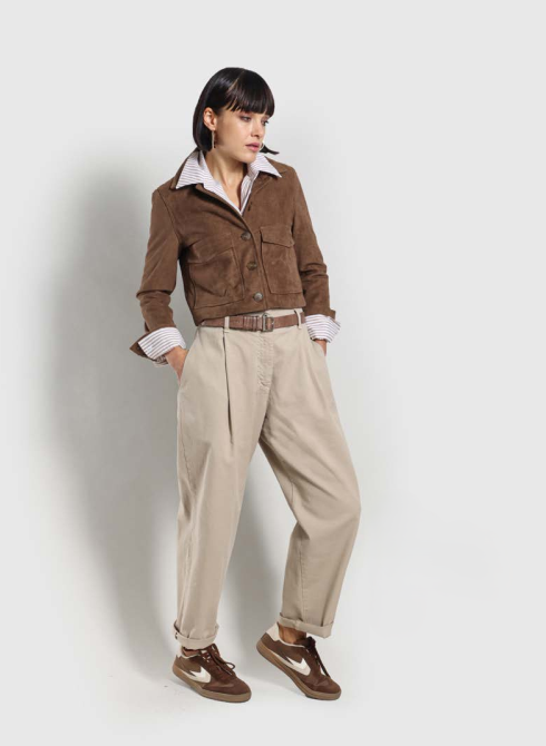 Pantalone pinces beige Le Streghe