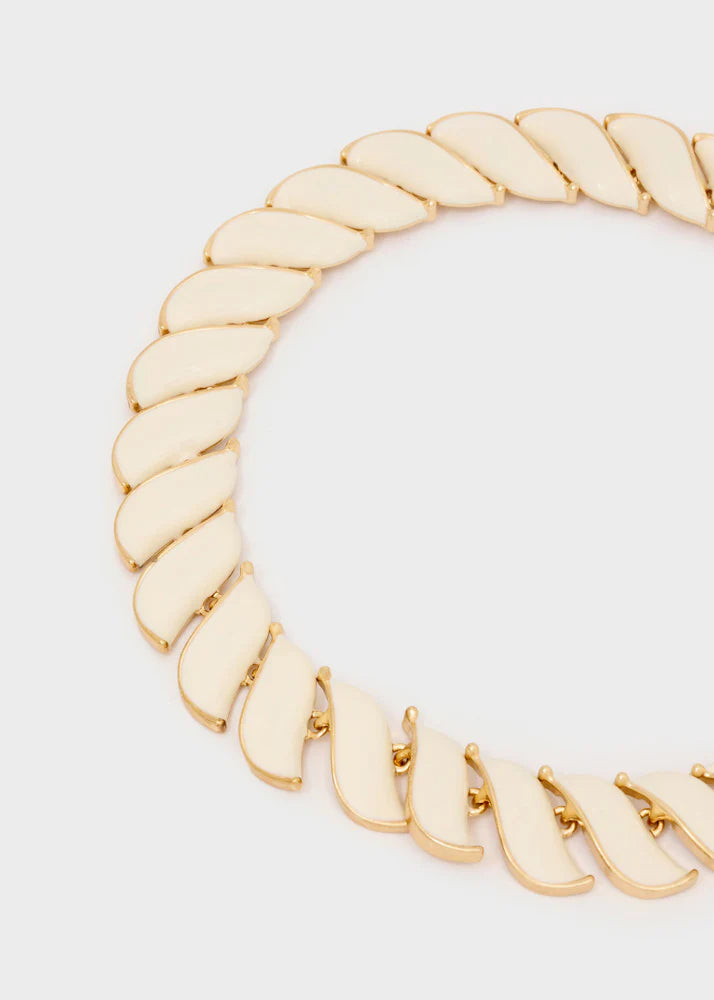 Collana girocollo smaltata bianco/oro
