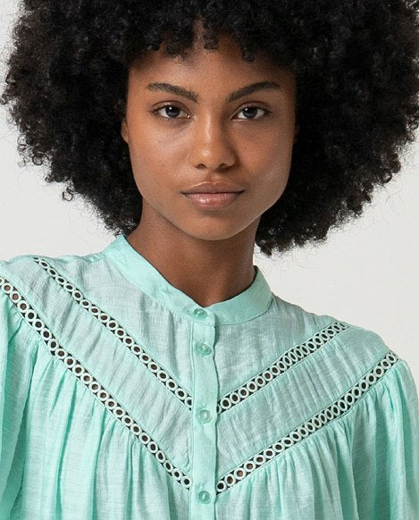 Blusa manica corta acquamarina
