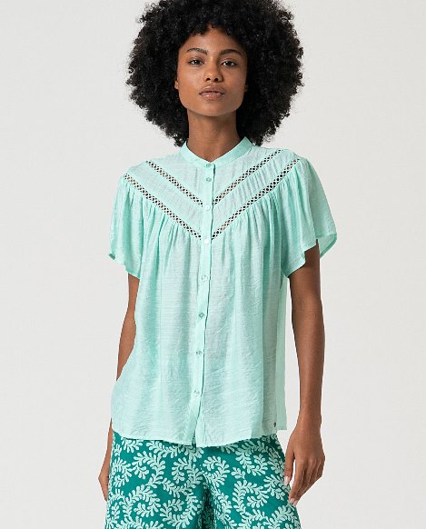 Blusa manica corta acquamarina