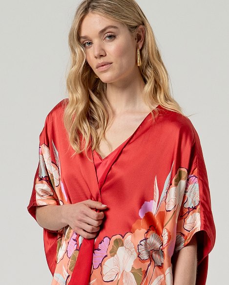 Kimono fiori rosso Surkana