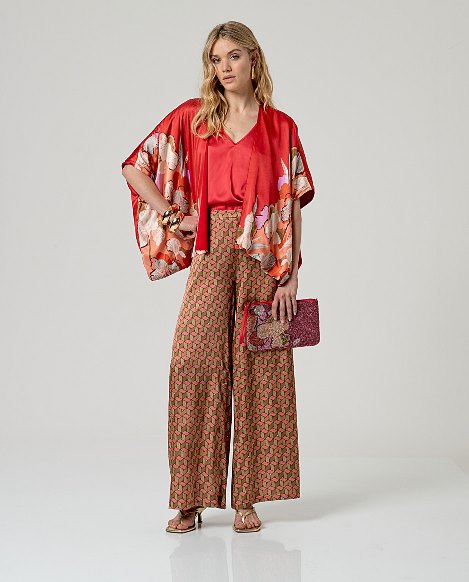 Kimono fiori rosso Surkana