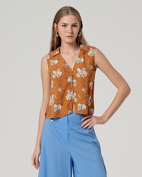 Camicia smanicata fiori Surkana
