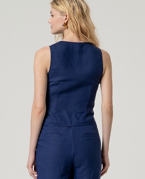 Gilet scollo tondo blu Surkana
