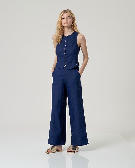 Pantalone largo blu Surkana