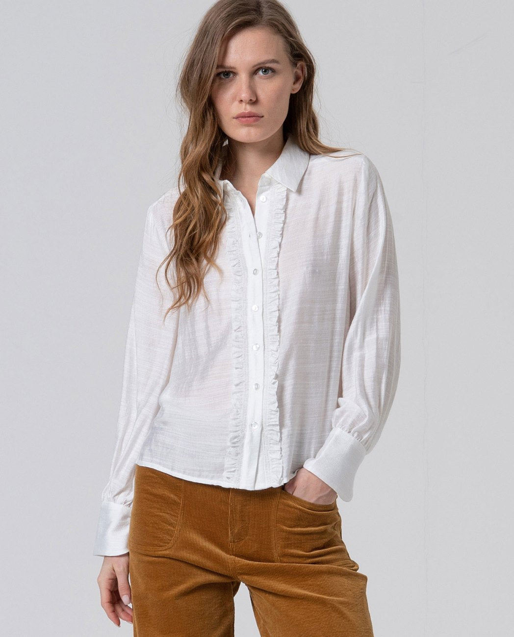 Camicia bianca rouches -50%