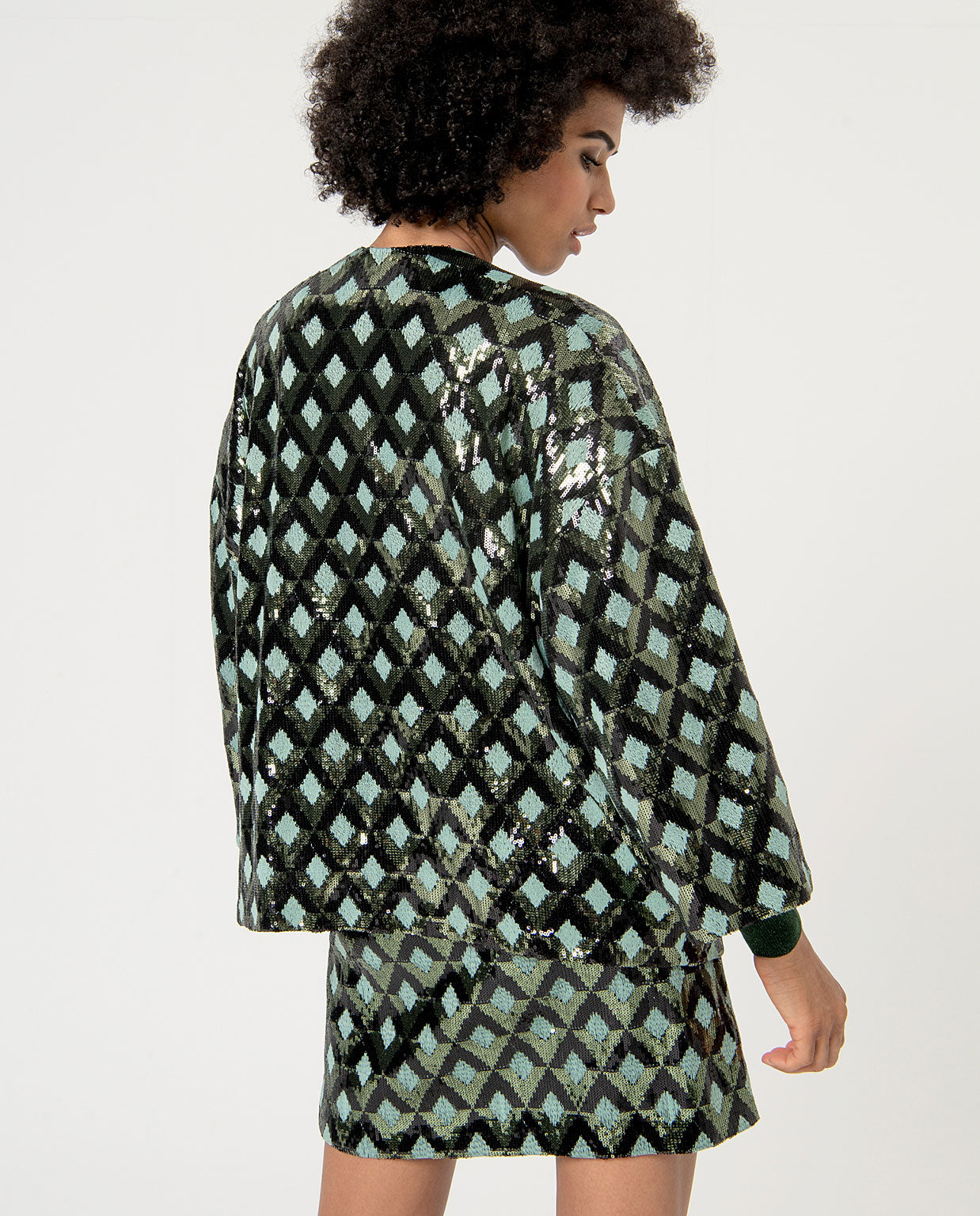 Kimono verde  rombi paillettes