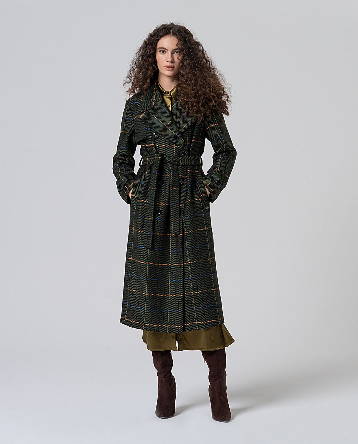 Cappotto quadri verde Surkana -50%