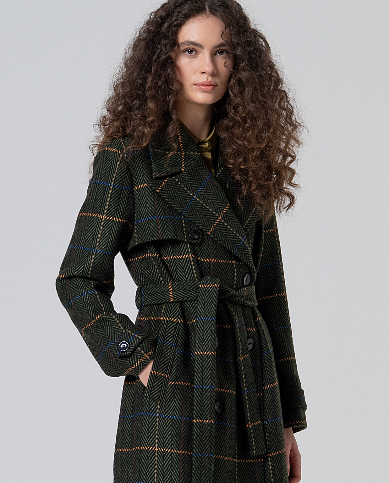 Cappotto quadri verde Surkana -50%