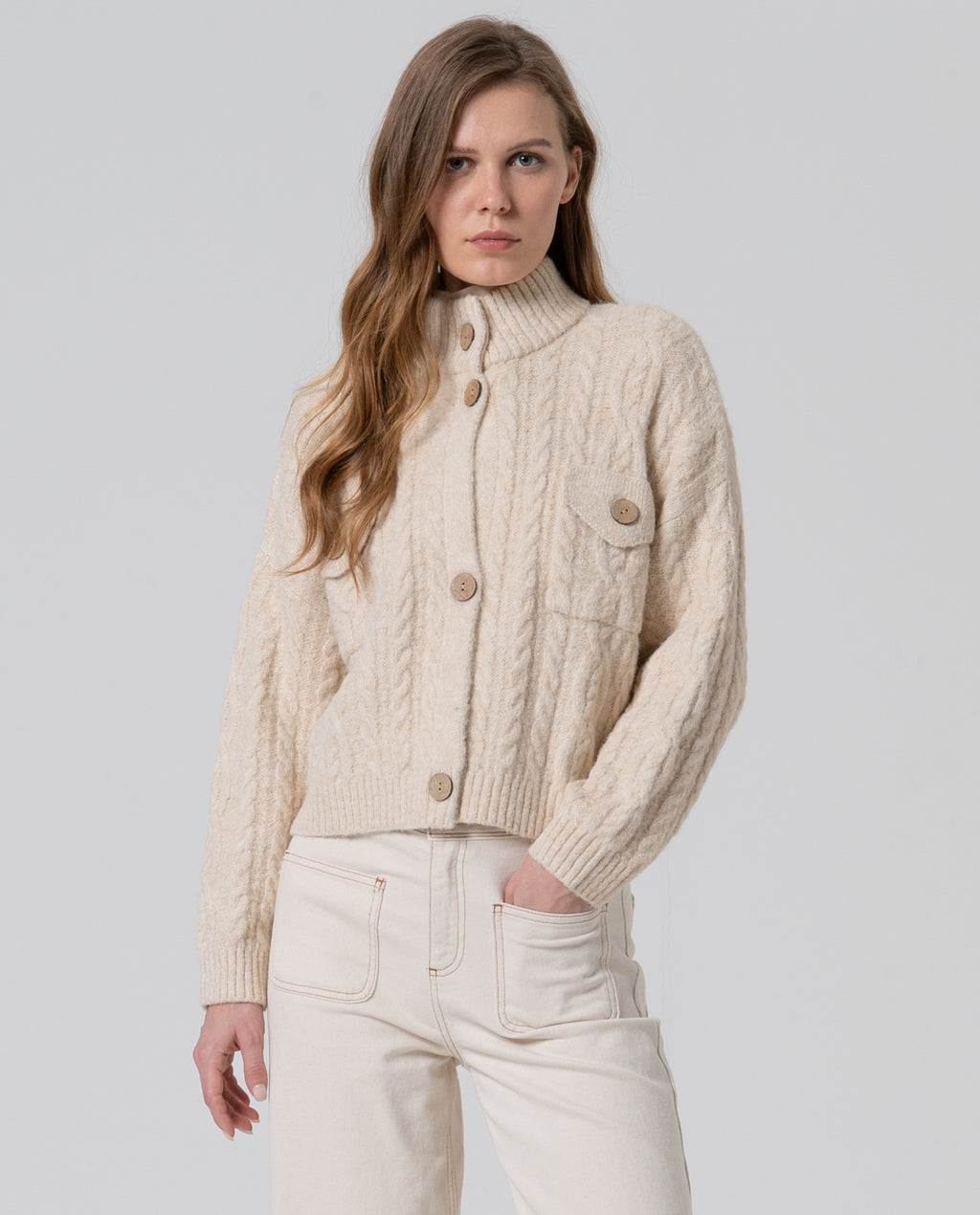 Giacchina in maglia bottoni BEIGE  Surkana  -50%