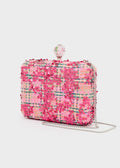 Clutch ELENA in tessuto ricamato rosa