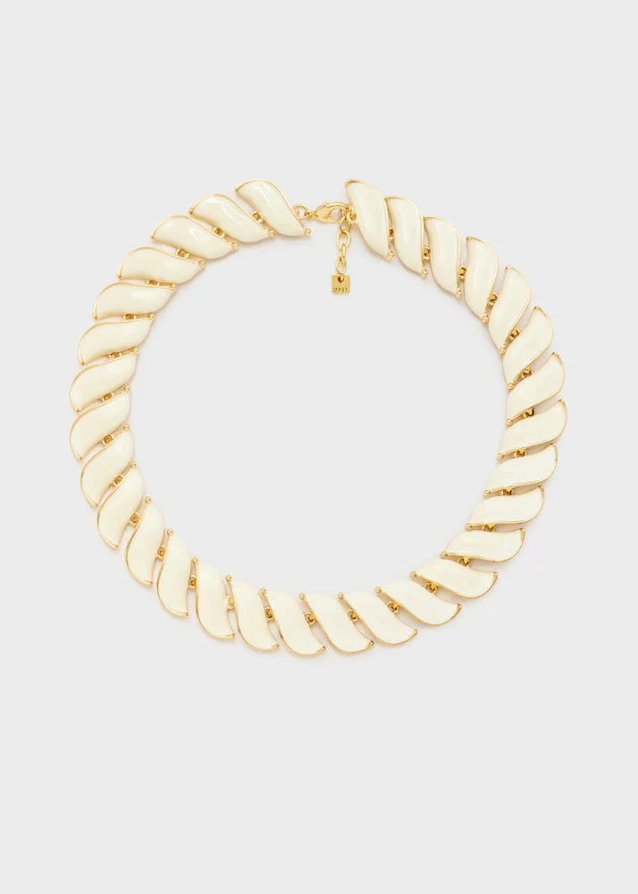 Collana girocollo smaltata bianco/oro
