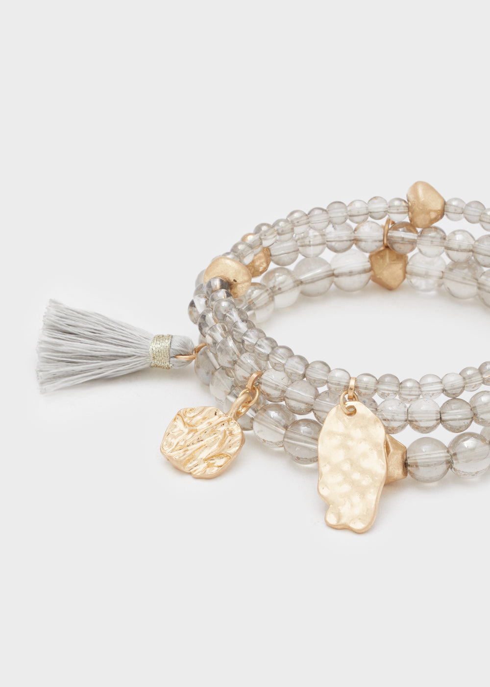 Set bracciali elastici perle  oro/grigio