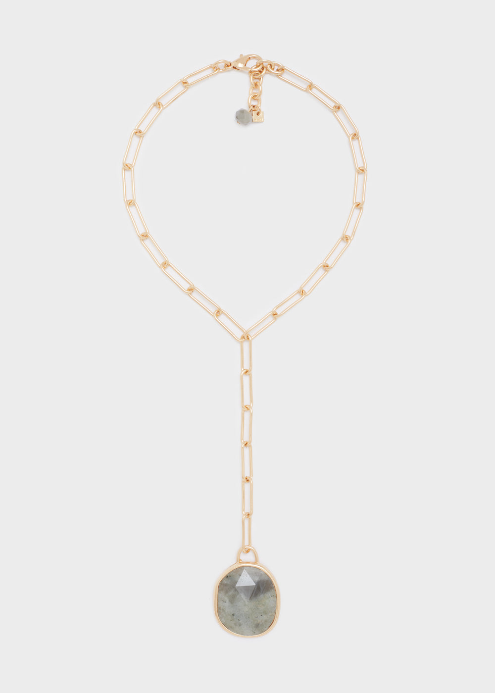 Collana catena oro e ciondolo pietra grigia