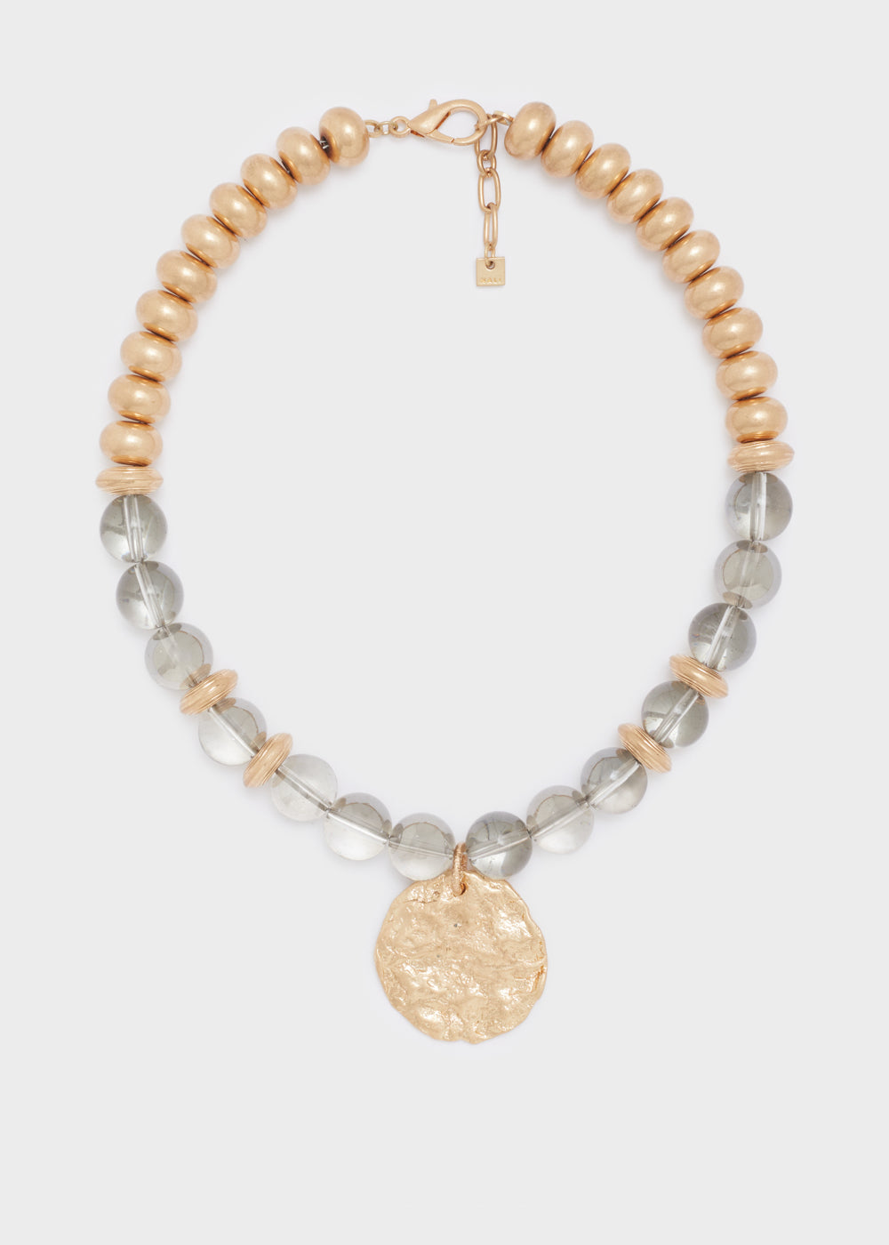 Collana girocollo ciondolo perle oro/grigio