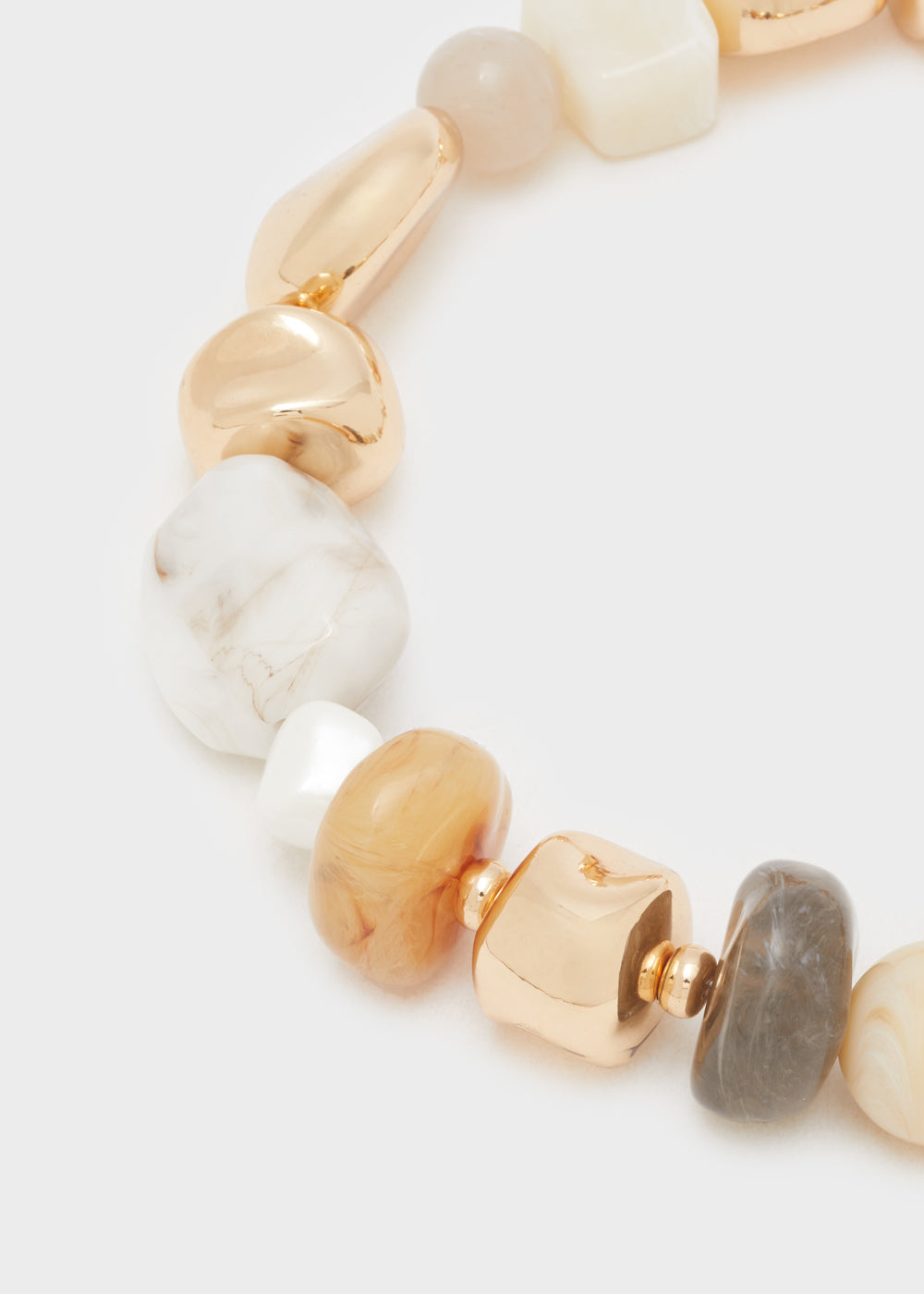 Collana oro e resina beige/argento