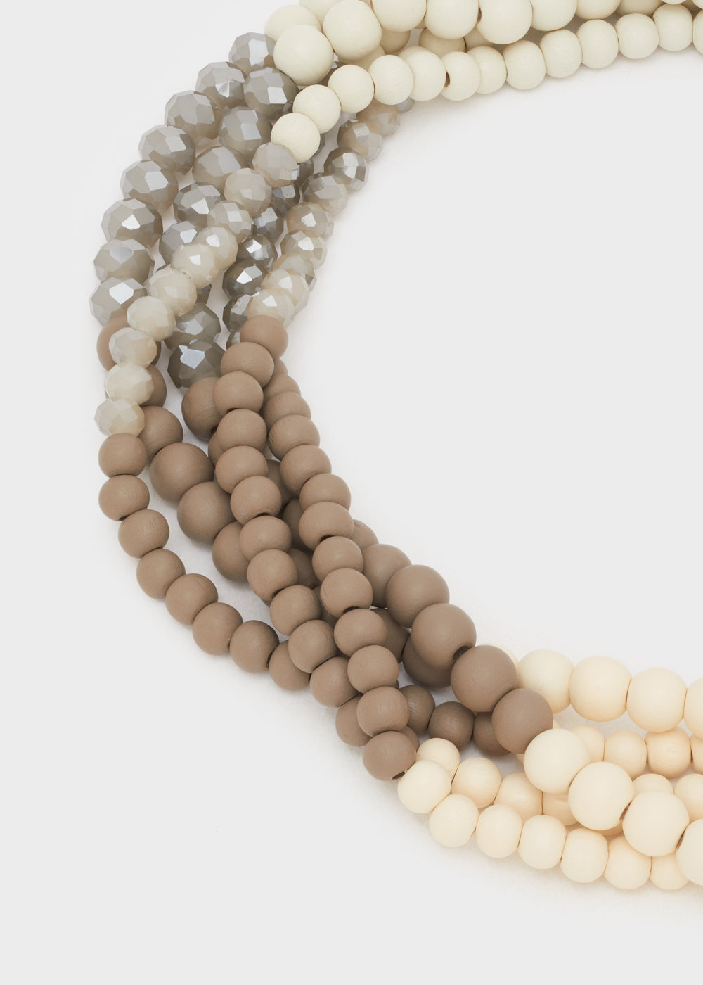 Collana ADELE perle in legno panna/grigio