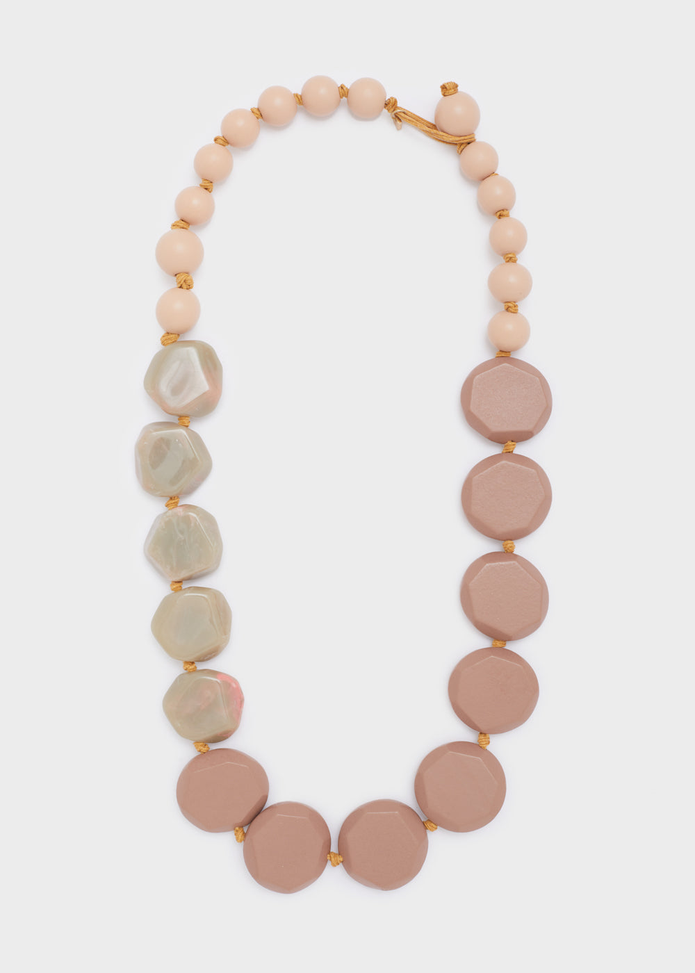 Collana lunga maxi legno e resina rosa/grigio