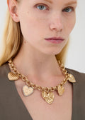 Collana girocollo cuori lavorati oro