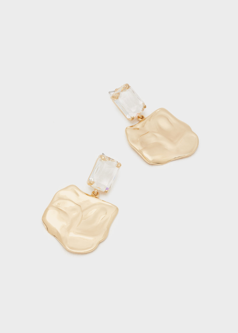 Orecchini lavorati pietra clear/ oro