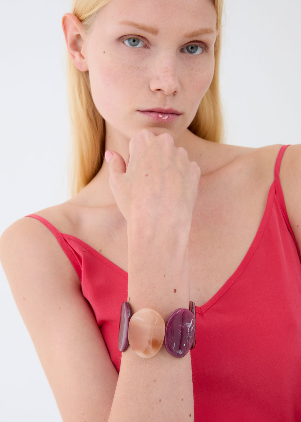 Bracciale GIULI elastico resina viola beige