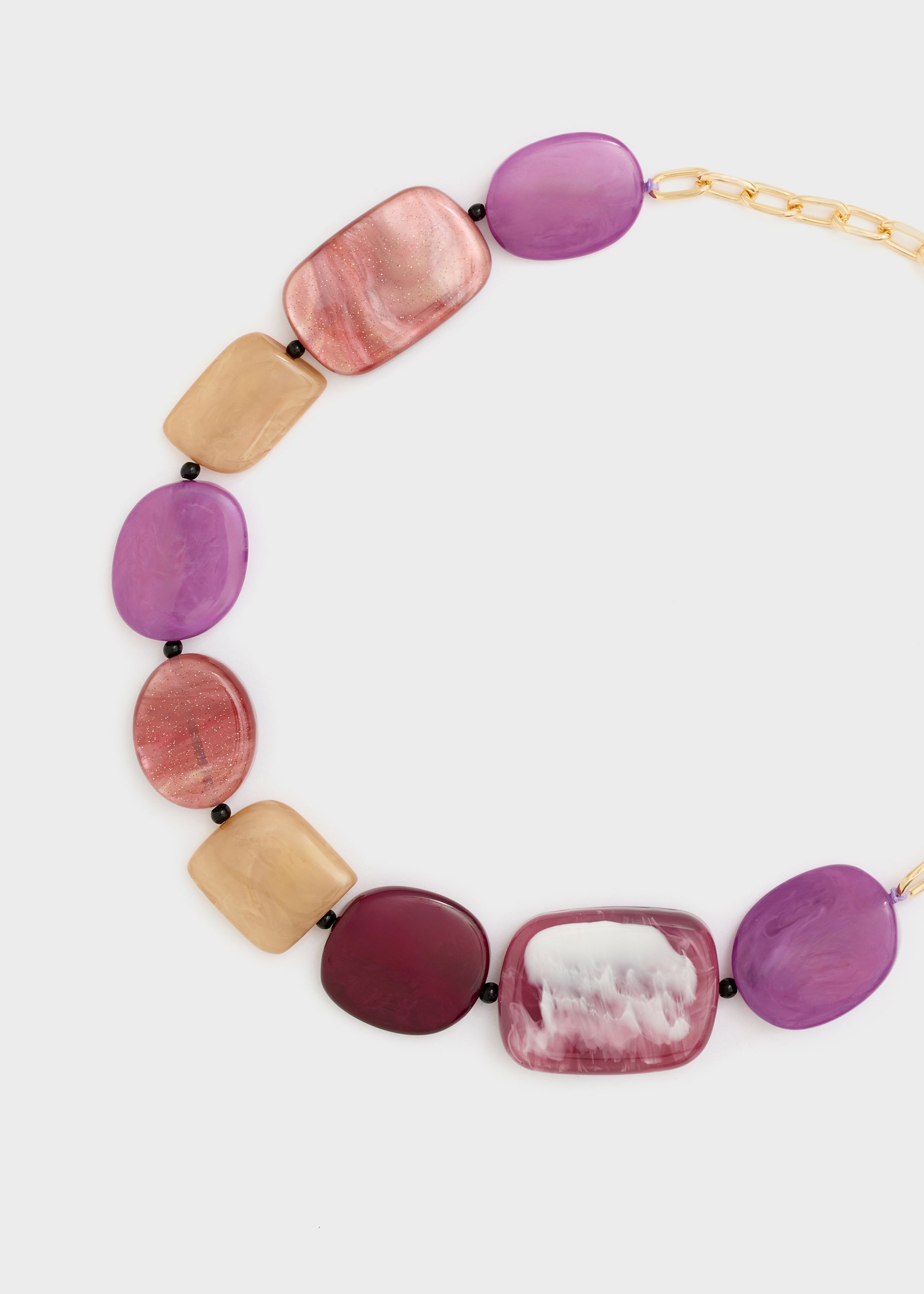 Collana girocollo in resina viola oro