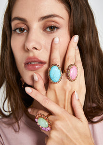 Anello SUSAN resina turchese /rosa