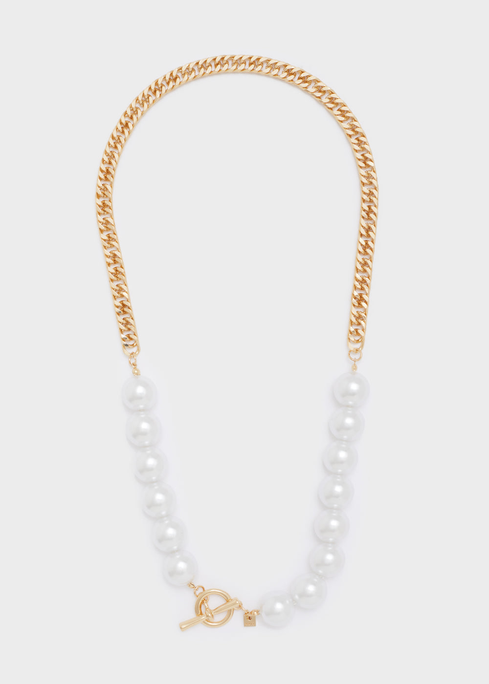 Collana in perle bianche chiusura T  oro