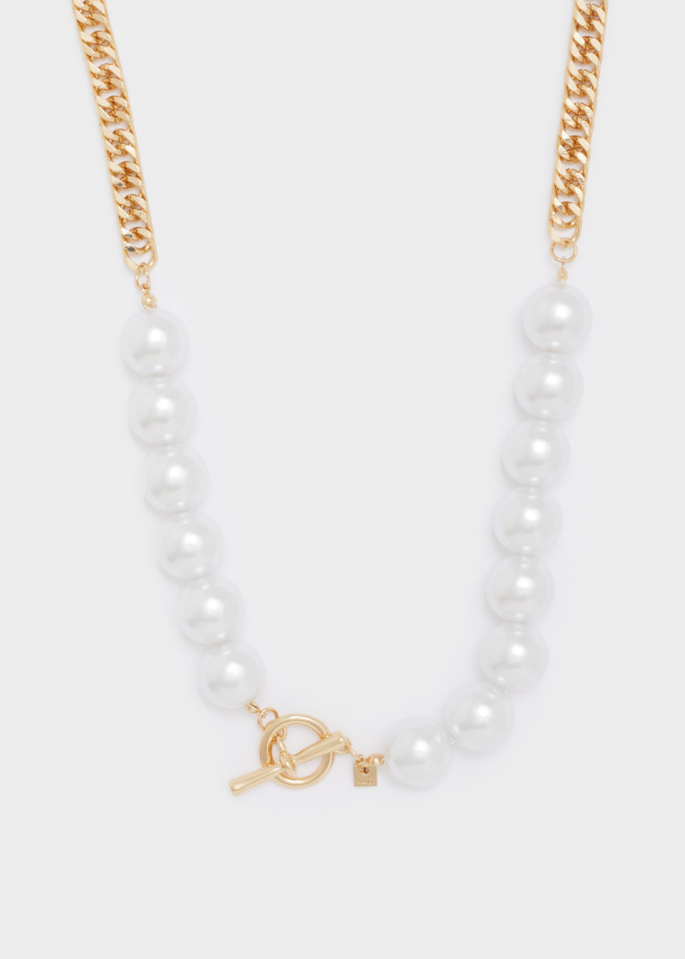 Collana in perle bianche chiusura T  oro