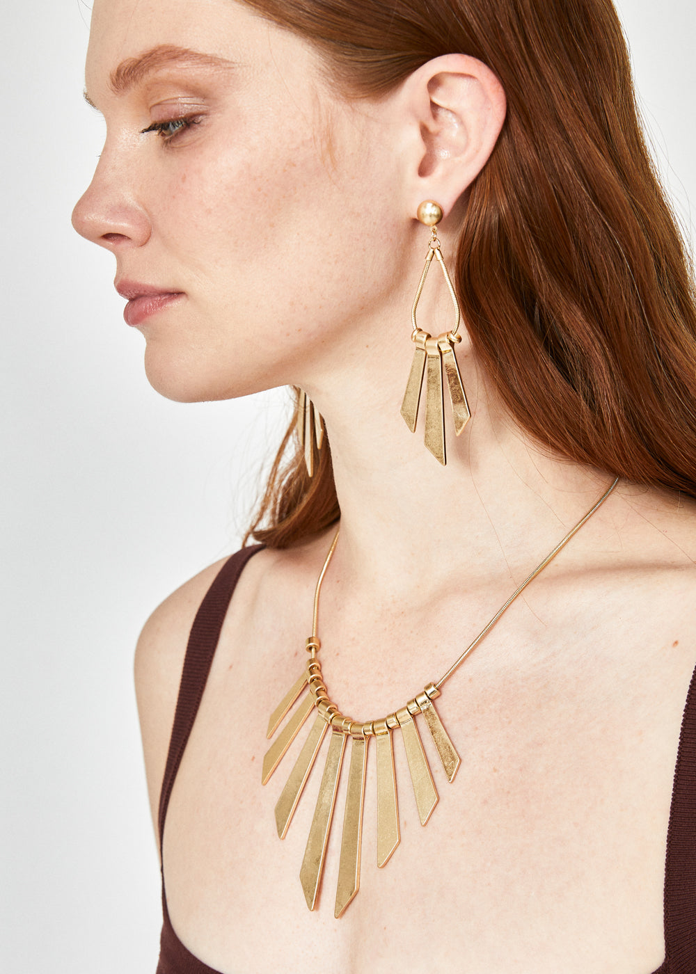 Collana elementi lunghi oro anticato