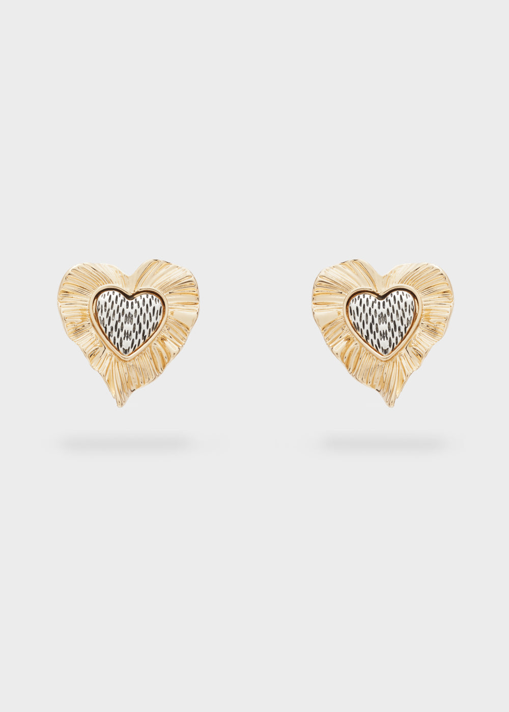 Orecchini cuore ondulato oro/argento