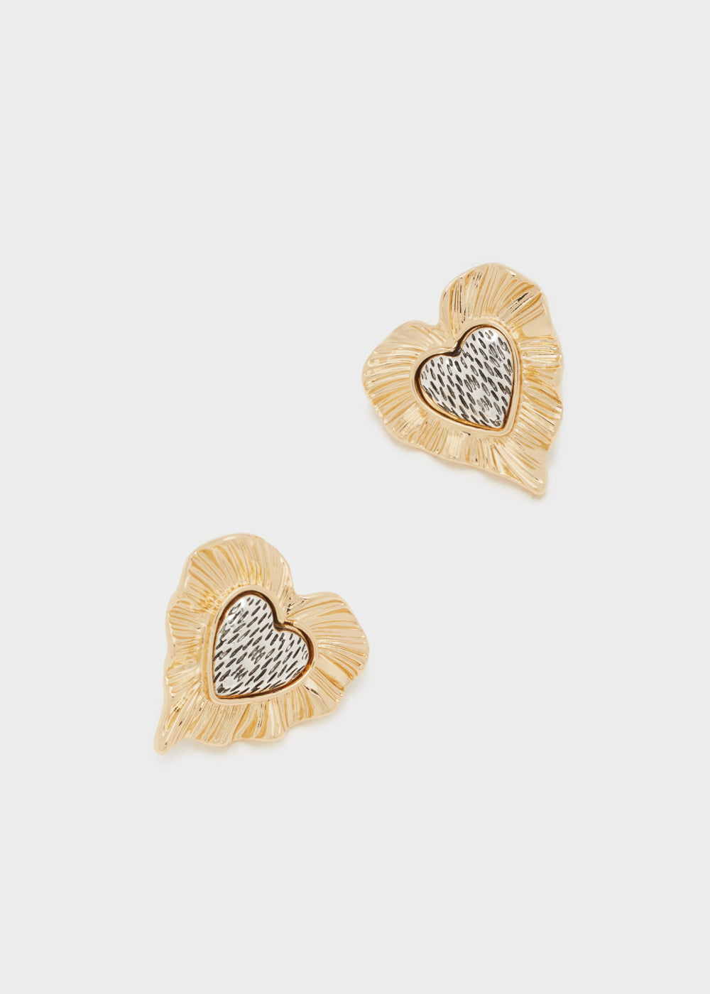 Orecchini cuore ondulato oro/argento