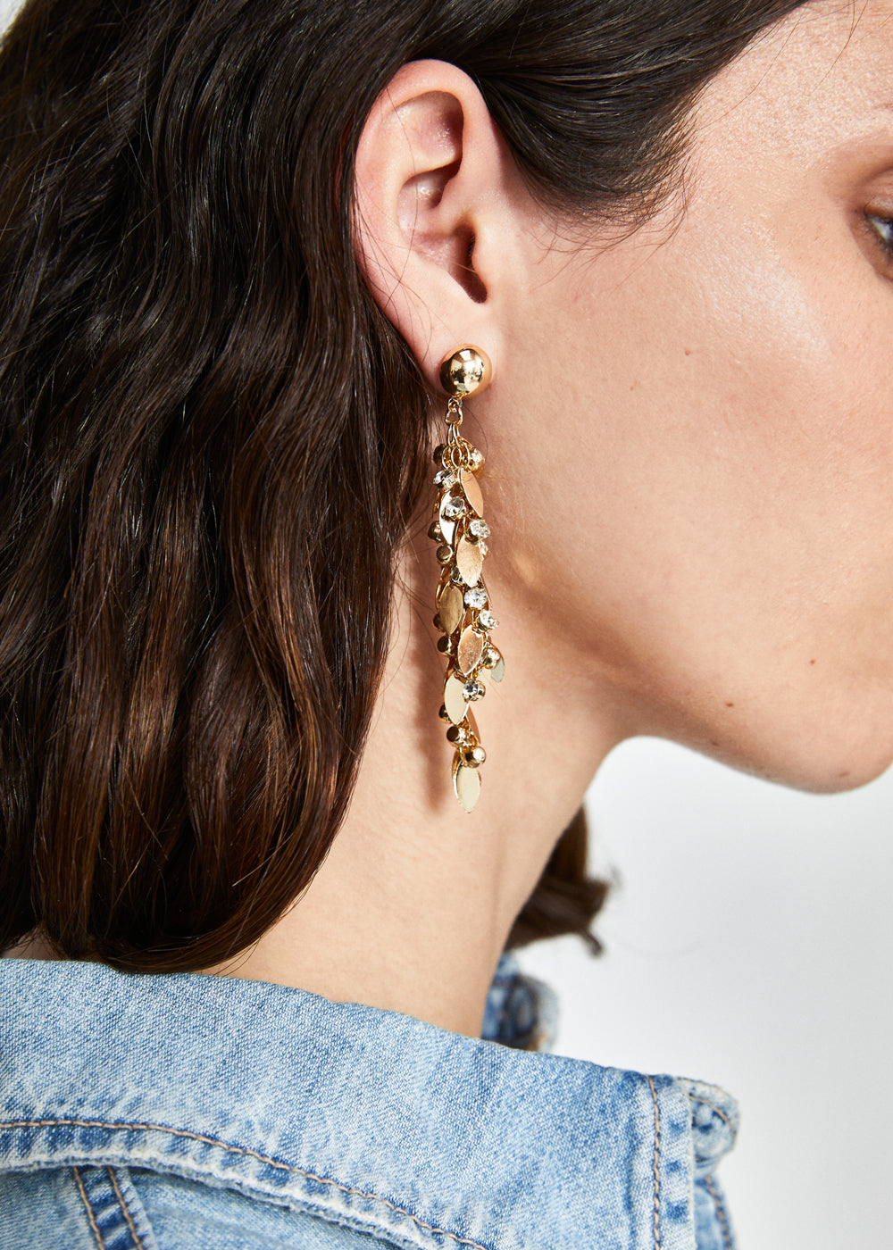 Orecchini lunghi foglie oro