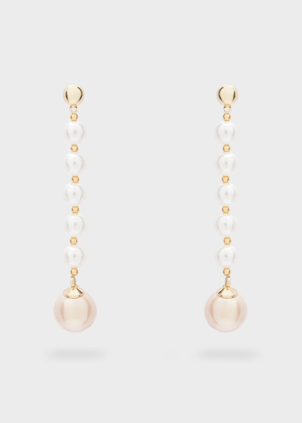 Orecchini lunghi perle bianche/ rosa