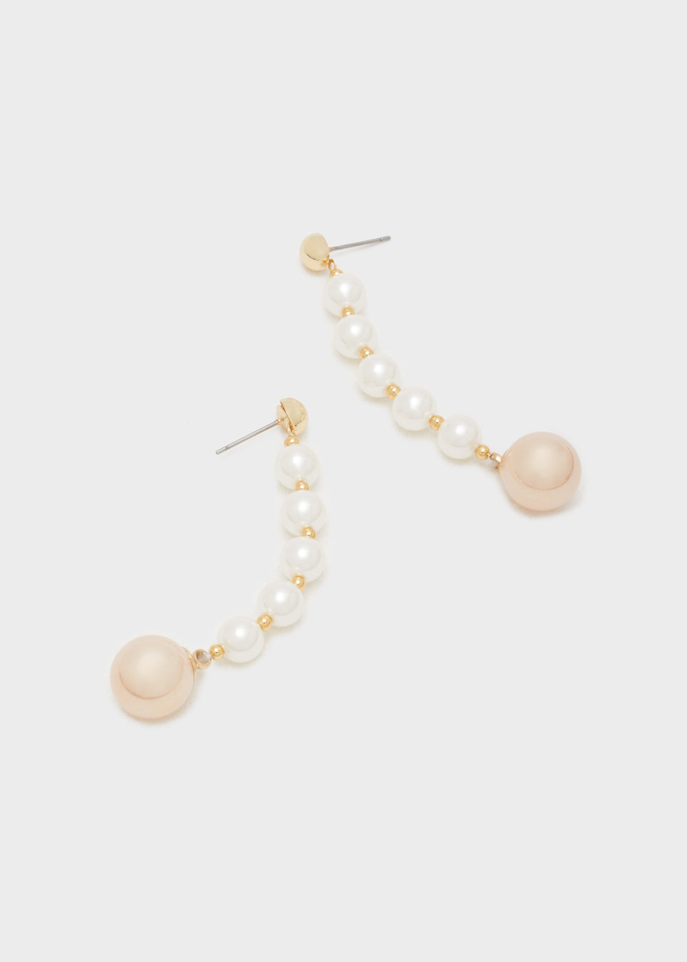 Orecchini lunghi perle bianche/ rosa