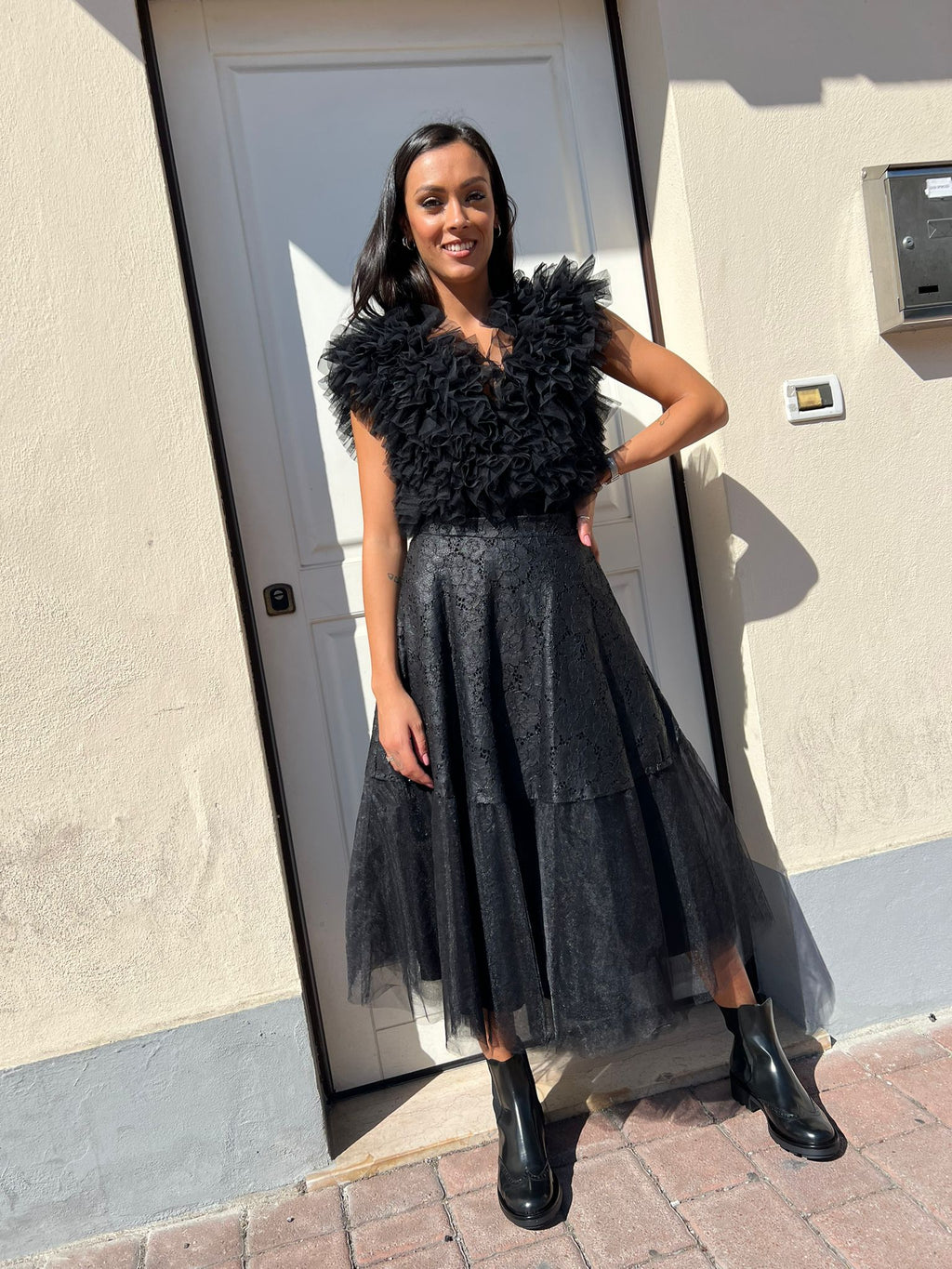 Gonna tulle pizzo nero