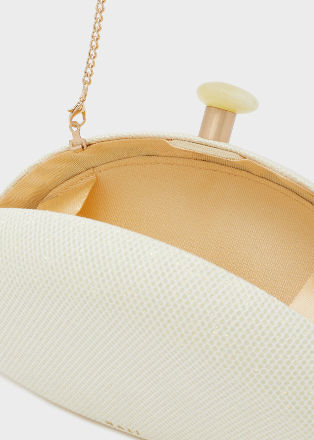 Clutch SHIVA ovale chiusura stone panna