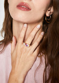 Anello rettangolare oro pietre viola
