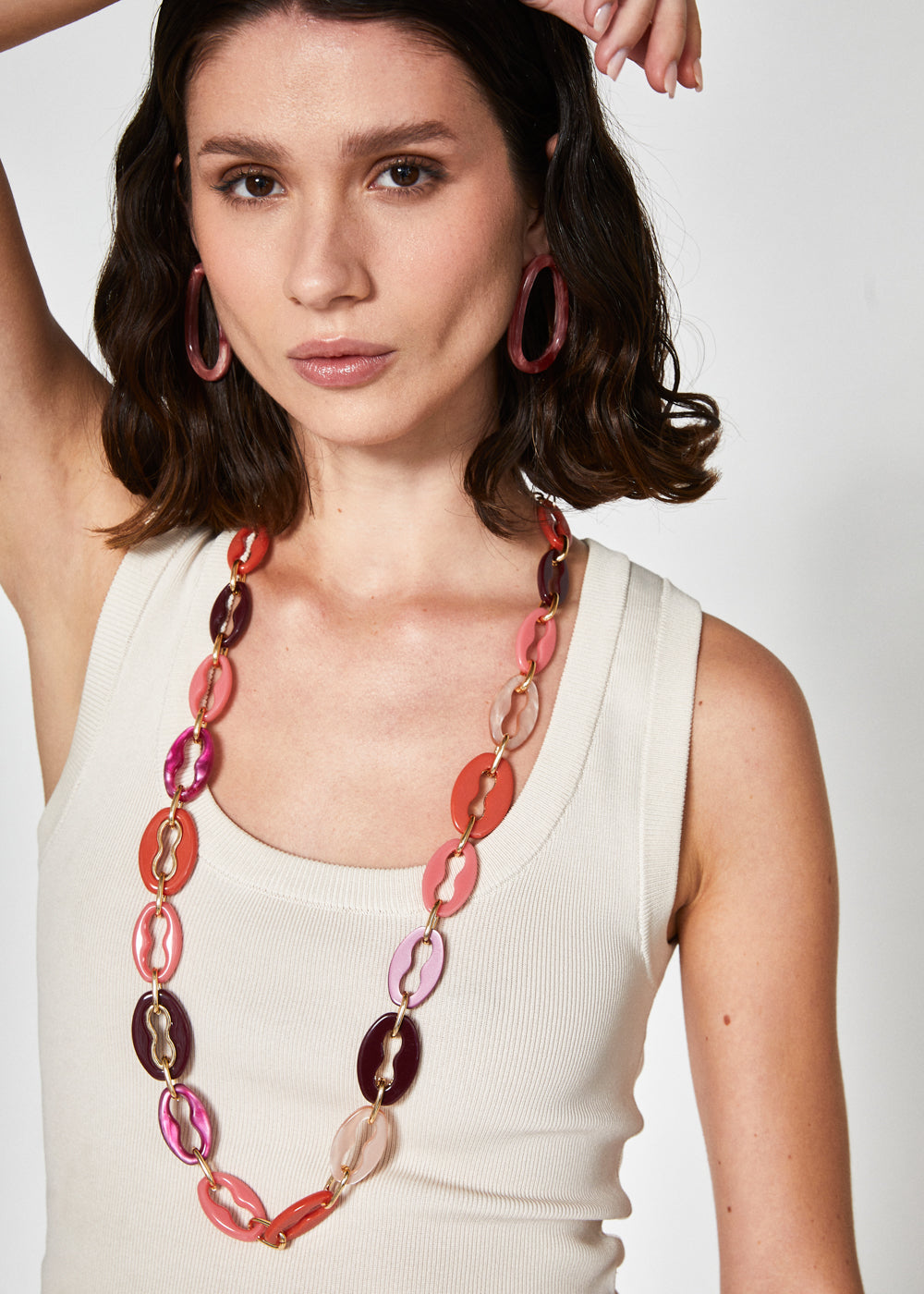 Collana lunga resina corallo/viola