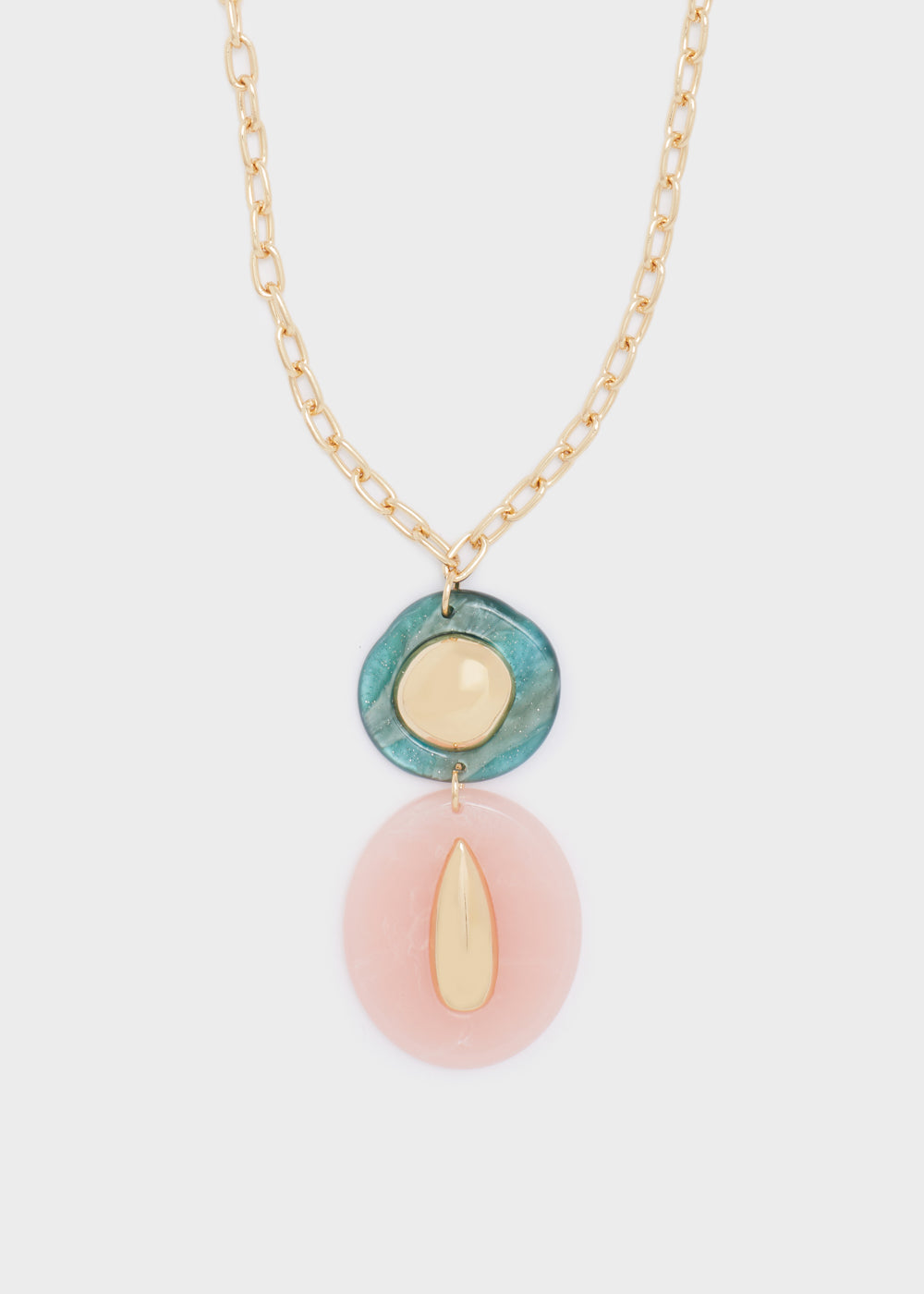 Collana lunga resina rosa/verde