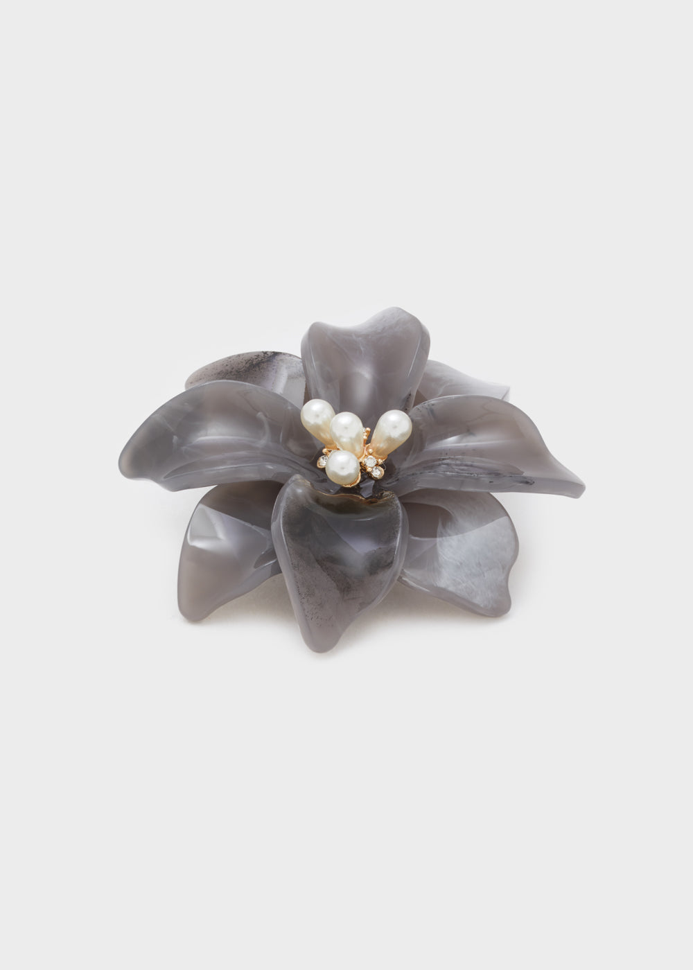 Spilla FLOWER in resina e perle grigio