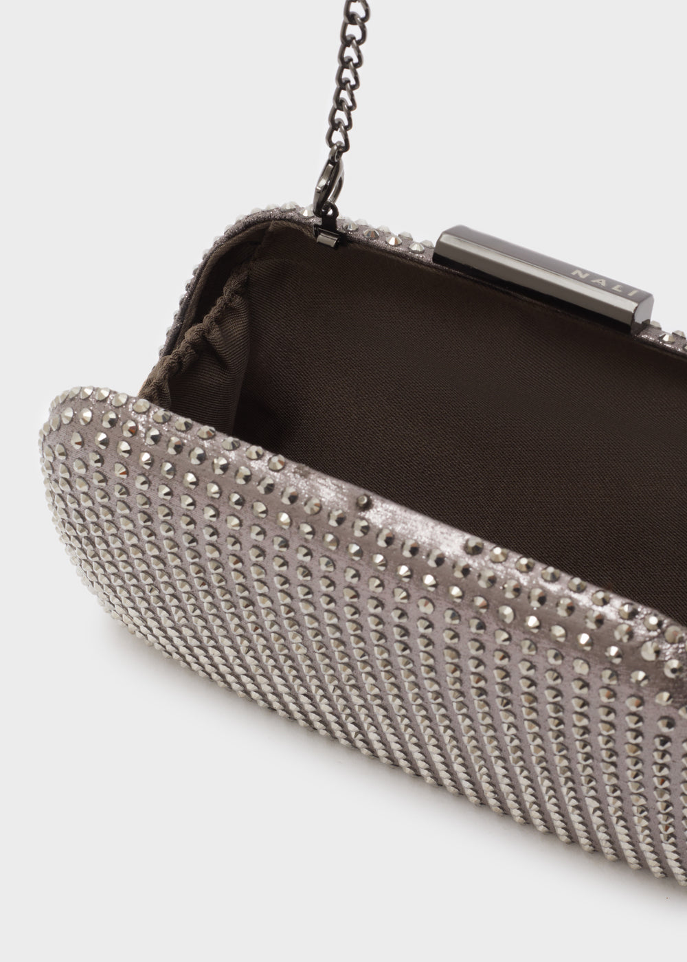 Clutch LUCE con pietre argento scuro