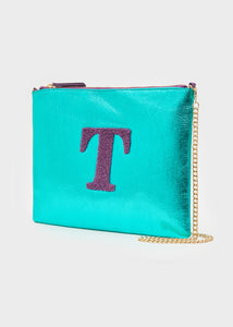 Alphabet clutch big TURCHESE lettera T -50%