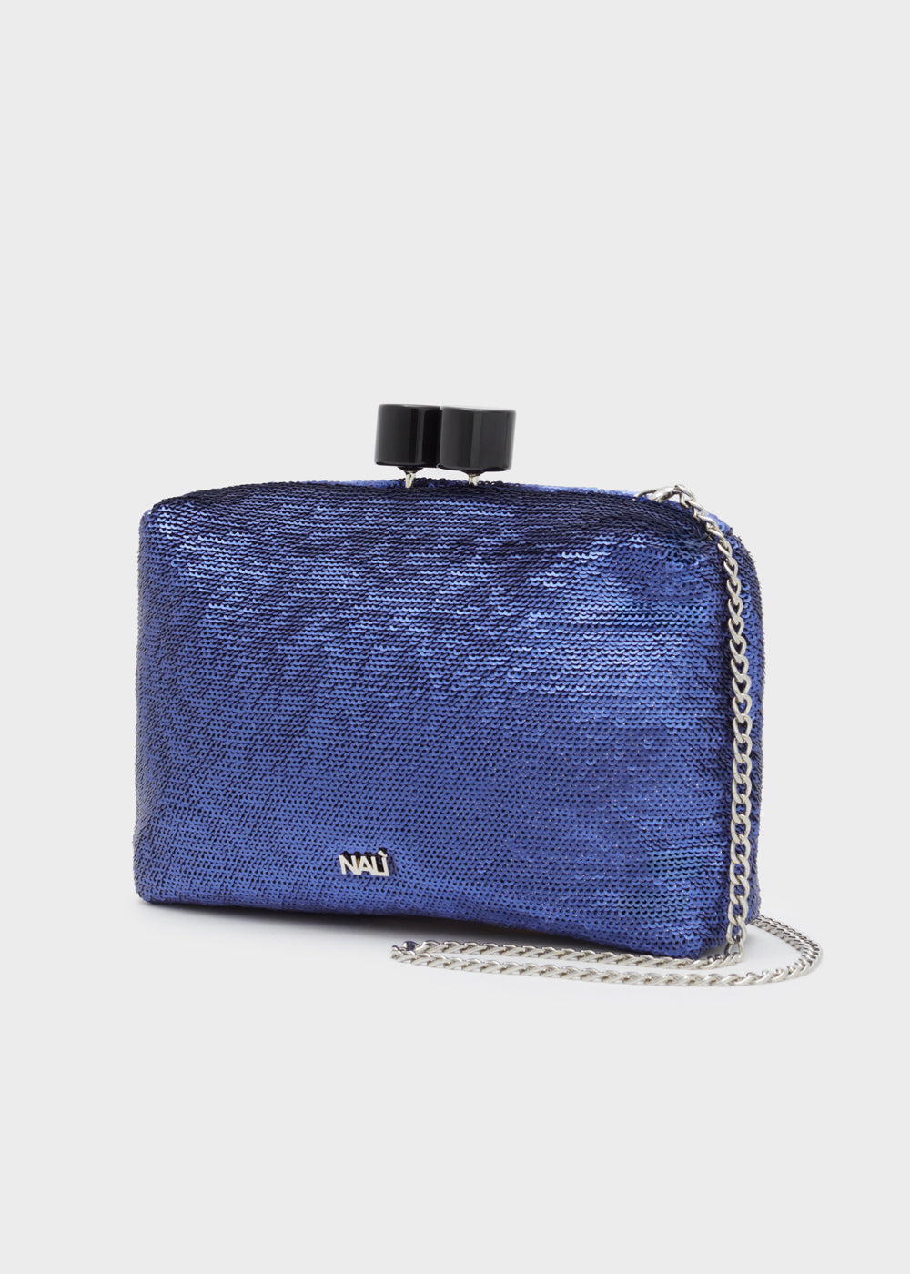 Clutch CASSI con paillettes blu notte