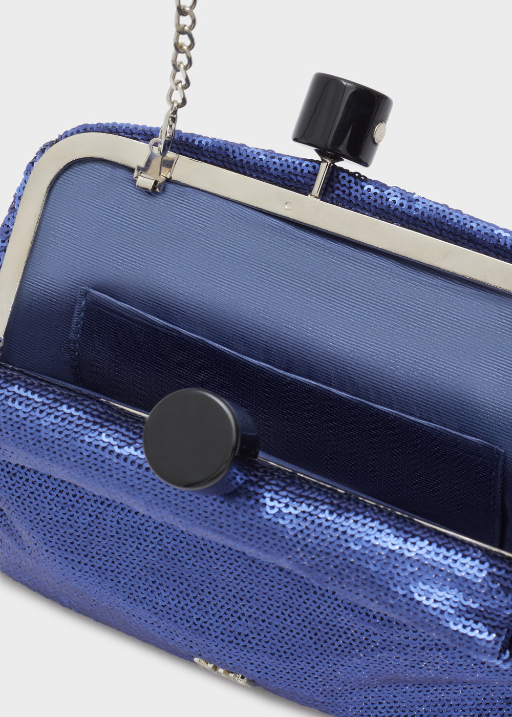 Clutch CASSI con paillettes blu notte