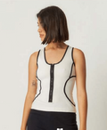 Top elasticizzato black and white zip  -60%