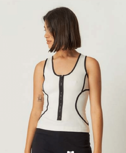 Top elasticizzato black and white zip  -60%