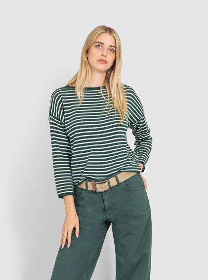 Maglia barca righe verde/latte Le Streghe - 50%