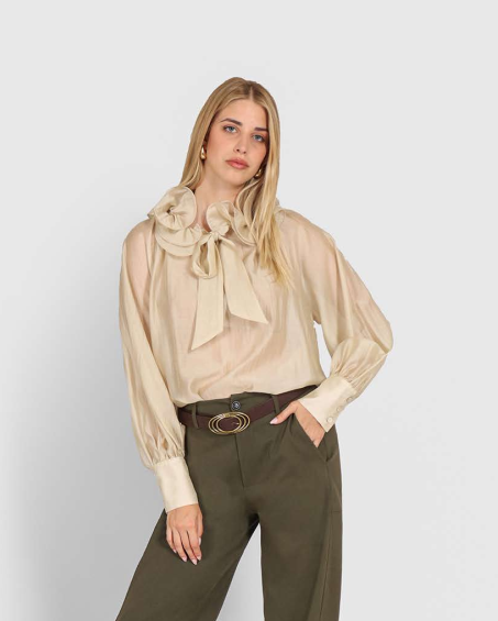 Camicia rouches collo -50%